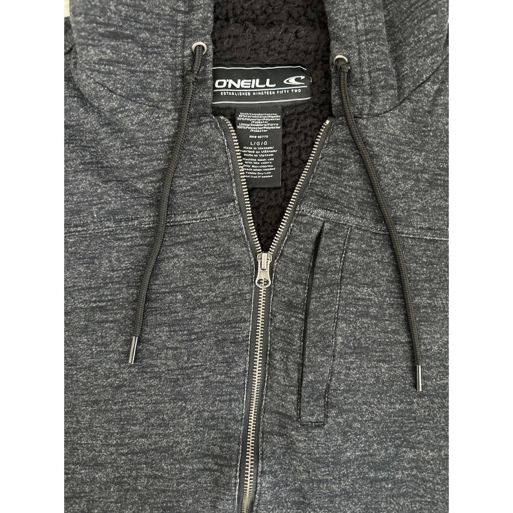 O'Neill Men's Sherpa Lined Hooded Jacket Large Charcoal Utility Skate Full Zip - Picture 4 of 8